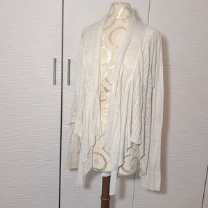 TINY cotton cardigan, neutral color, Sz M/L